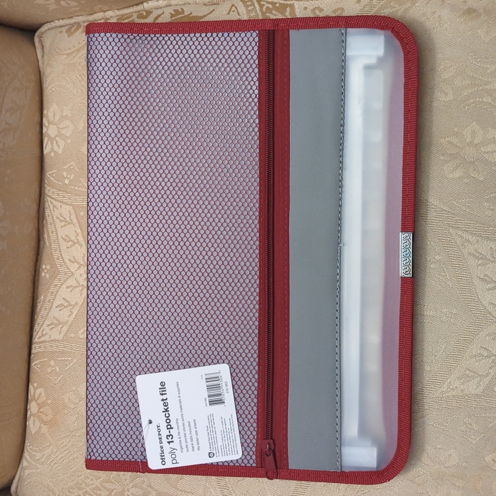 New Poly 13 pocket expanding file with zipper closure and outer zipper pocket